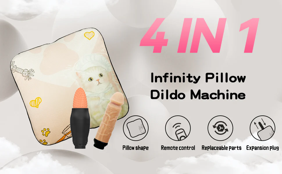 Infinity Pillow With Hidden Dildo Travel Pillow Dildo Toy Remote Contol Sex Machine With 1*Dildo 1 Tongue 1*Remote