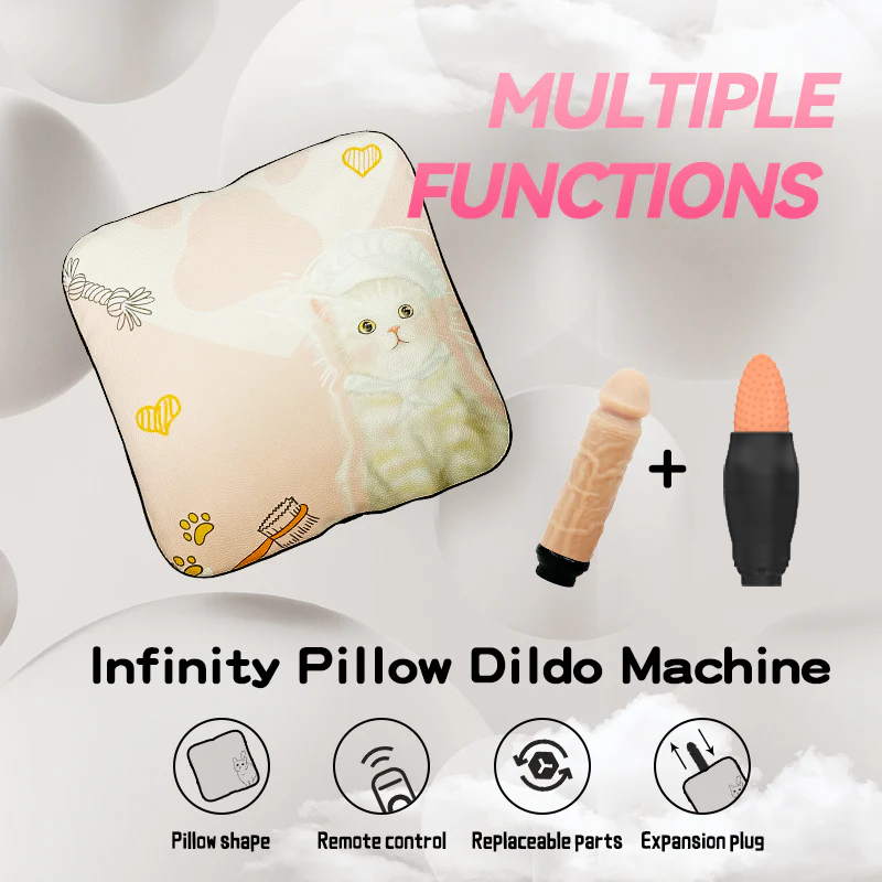 Infinity Pillow With Hidden Dildo Travel Pillow Dildo Toy Remote Contol Sex Machine With 1*Dildo 1 Tongue 1*Remote