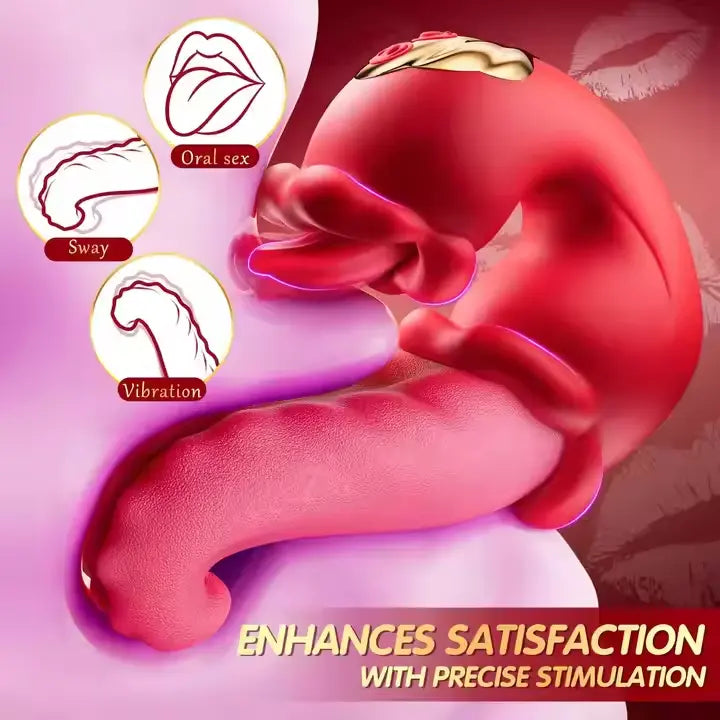 OpalSway Oronova Opal Sway Pink Massager twin rose thrusting g spot vibrator - tongue teasing Rose Viboators Thrusting Tongue Vibrates Women Adult Toys G Spot Vibrator