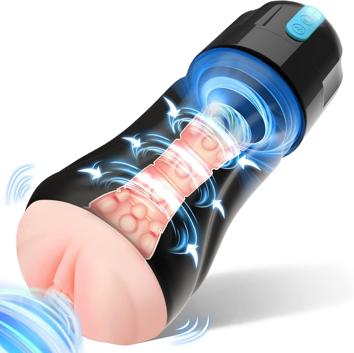 Adult Sex Toys for Men, Movakativ Sucking Male Masturbator Penis Pump with 10 Vibration & 5 Suction, Super Soft TPE 6.7" Channel Vibrating Hands Free Male Masturbators Cup Men Sex Toy Machine