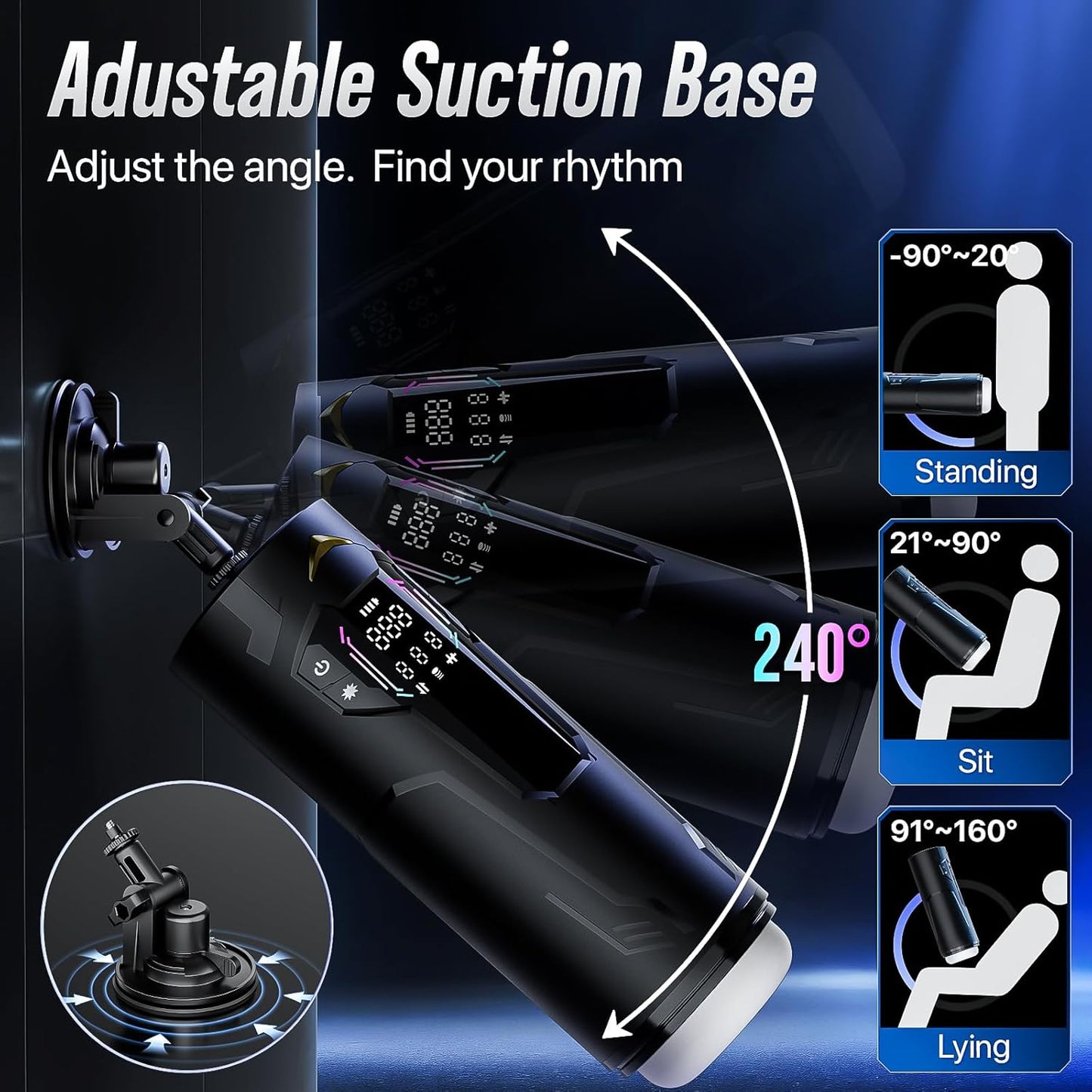 Sex Toys for Men Male Masturbator - Pocket Pussy Mens Sex Toy with 8 Sucking & Thrusting & Vibrating, Adult Toys Penis Pump Male Stroker, Sex Machine LCD Display & Suction Base