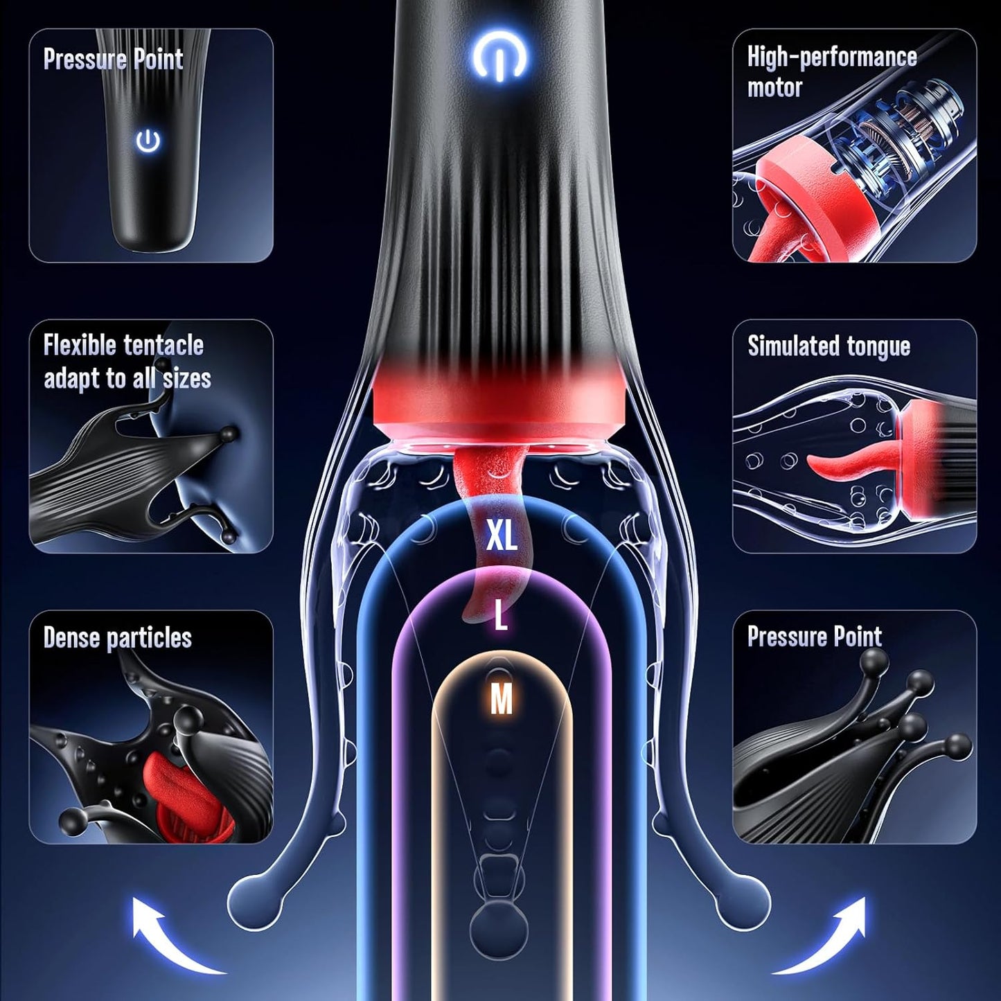 Male Sex Toy Penis Vibrator - EINSEO Male Masturbator Sex Toys for Men Stroker with 10 Licking & Vibrating for Glans Nipple 360° Wrapped Stimulation, Tentacle Vibrator Adult Toy S&M Floggers