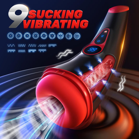 Sex Toys for Men Male Masturbator - APP Control Adult Toys Male Masturbators Penis Pump with 9 Sucking & 9 Vibrating, 3D Textured Sleeve Heating Blowjob Mens Sex Toy, LCD Display Pocket Pussy for Men