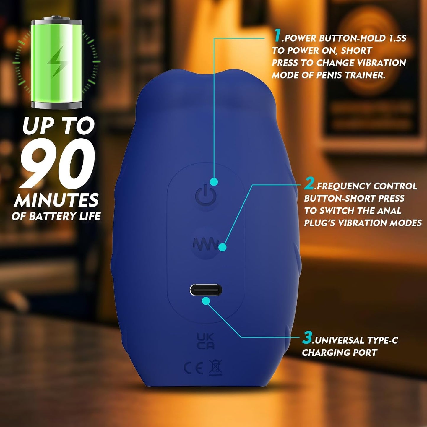 Penis Vibrator Male Masturbator with Detachable Butt Plug and Cock Ring, Hands Free Mens Vibrator Male Stroker for Penis Training, Vibrating Sex Toys for Men Penis Trainer with Small Anal Plug