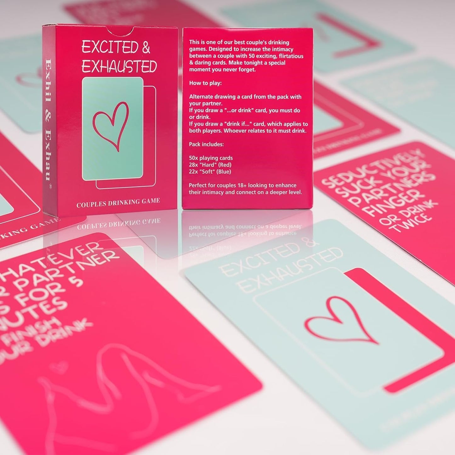 Sex Couples Drinking Game for Adults - Excited & Exhausted, Romantic Game for Couples - Perfect Date Night Ideas
