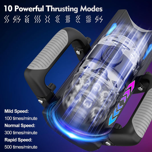 Sex Toy for Men Male Masturbators - Male Sex Toys Hands Free Pocket Pussy with 12cm Thrusting Distance, Mens Adults Toys Automatic Masturbators with Phone Stand & Foldable Handle, Blowjob Machine