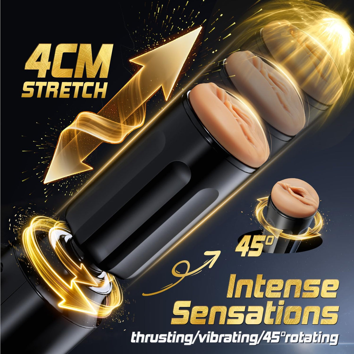 Automatic Male Masturbators Sex Machine,ThrustMax 360°Adjustable Suction Mount Hands-Free Male Sex Toys with 3 Thrusting & Rotating Modes, Interchangeable Pocket Pussy & Dildo for Men, Women & Couples