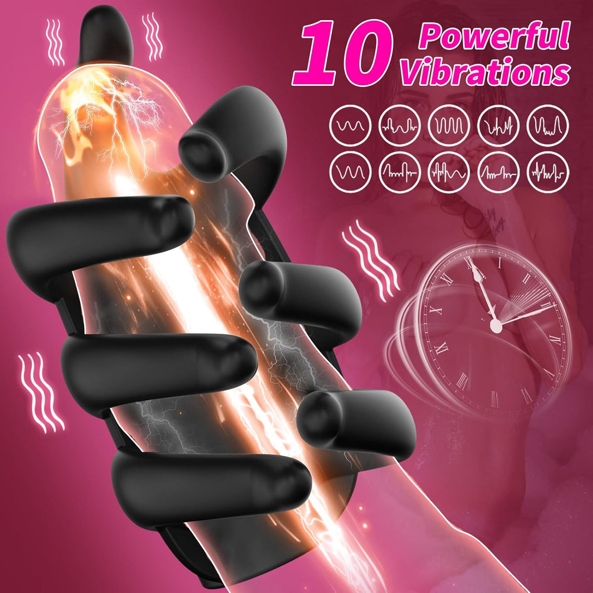 Male Sex Toys Penis Vibrator, Male Masturbator Sex Toys with 10 Vibrating Modes, Finger-Shaped Penis Trainer Extender & Prolong Endurance, Adult Sex Toy & Games for Men Women Couples