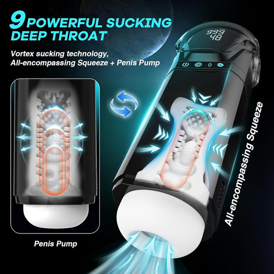Male Masturbator Mens Sex Toys - Penis Pump Sex Toy for Men with 9 Sucking & 9 Thrusting & 9 Vibrating, APP Control Adult Toys Pocket Pussy 3D Male Stroker, Visual Screen Sex Machine