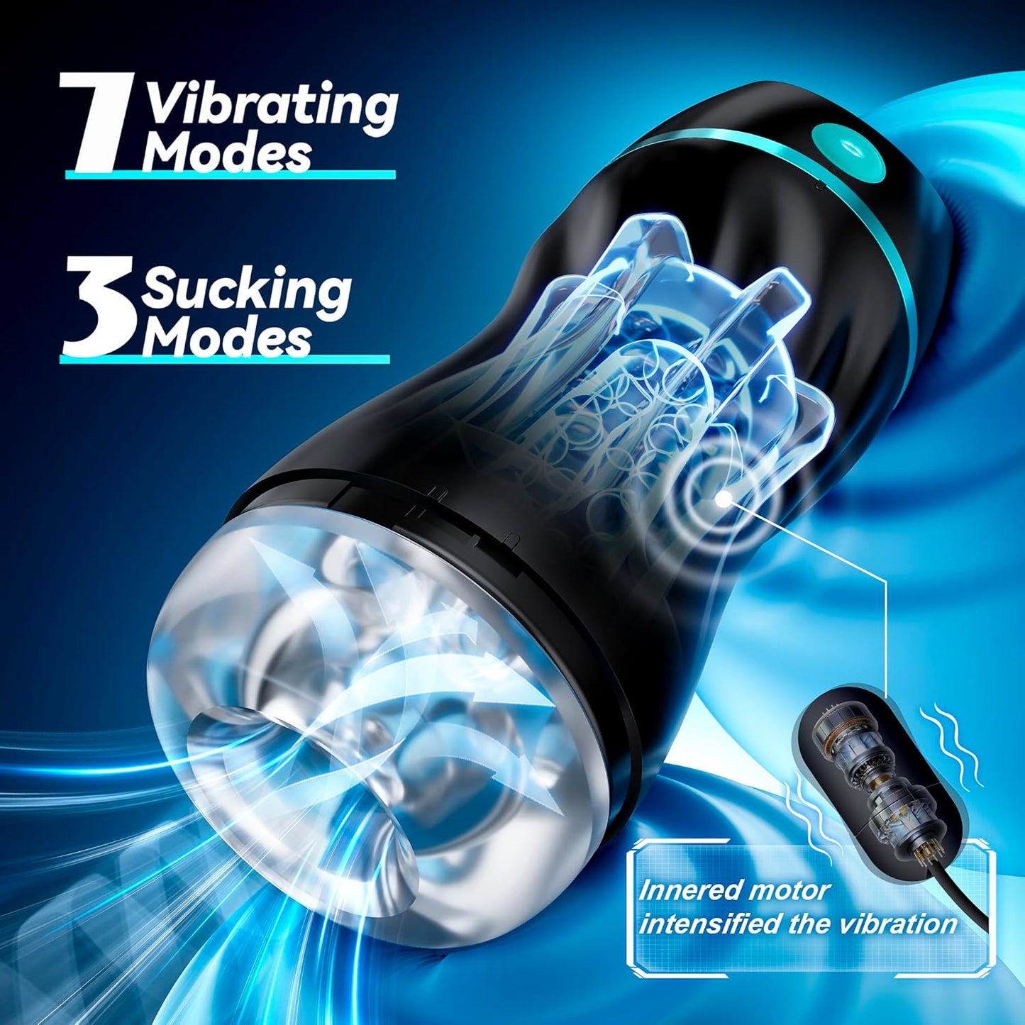 EINSEO Automatic Sucking Male Masturbators - Upgraded 7 Vibration & Suction Hands Free Pocket Pussy Male Stroker with 3D Realistic Textured, Blowjob Toy Mens Adult Male Sex Toys for Men