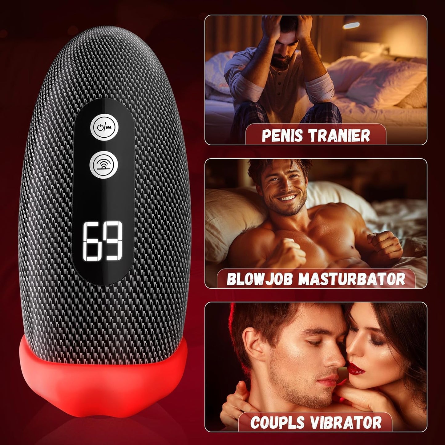 Sex Toys for Men - Male Masturbator 360° Wrapped 9 Tapping & Vibrating Male Vibrator Penis Pump APP Control LCD Mens Sex Machine Stroker Jiworb Adult Sex Toys & Game