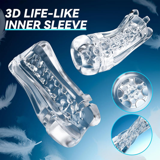 EINSEO Automatic Sucking Male Masturbators - Upgraded 7 Vibration & Suction Hands Free Pocket Pussy Male Stroker with 3D Realistic Textured, Blowjob Toy Mens Adult Male Sex Toys for Men