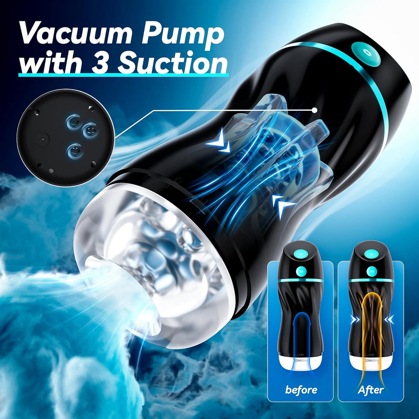 EINSEO Automatic Sucking Male Masturbators - Upgraded 7 Vibration & Suction Hands Free Pocket Pussy Male Stroker with 3D Realistic Textured, Blowjob Toy Mens Adult Male Sex Toys for Men