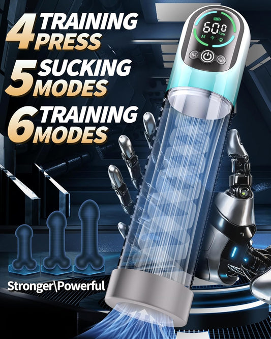 Electric Penis Pump - Male Sex Toys for Men 2 in 1 Vacuum Pump for ED Treatment with 6 Training Modes,Automatic Male Masturbators with 5 Suction Modes,Adult Toys with mini Pocket Pussy