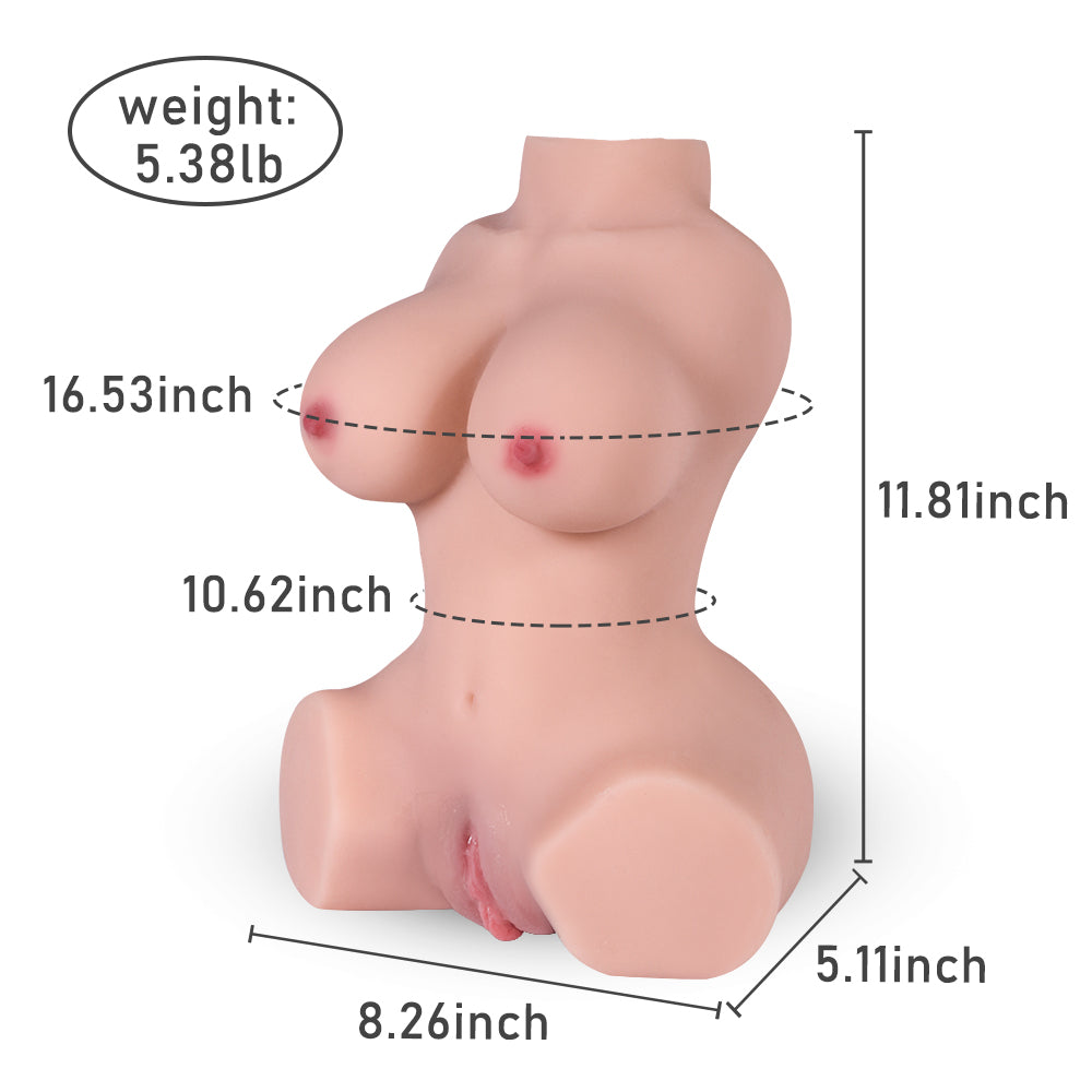 3 in 1 Dual-Entrances Realistic Busty Doll Male Masturbator with Breast Pussy Ass