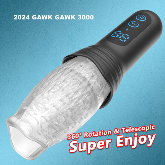 New - Gawk Gawk 3000 Gluck Gluck 3000 Gauk Gauk 3000 Gwak Gwak 3000 Machine 360° Telescopic & Rotating & Vibrating Supre Enjoy Men’s Masturbation Cup