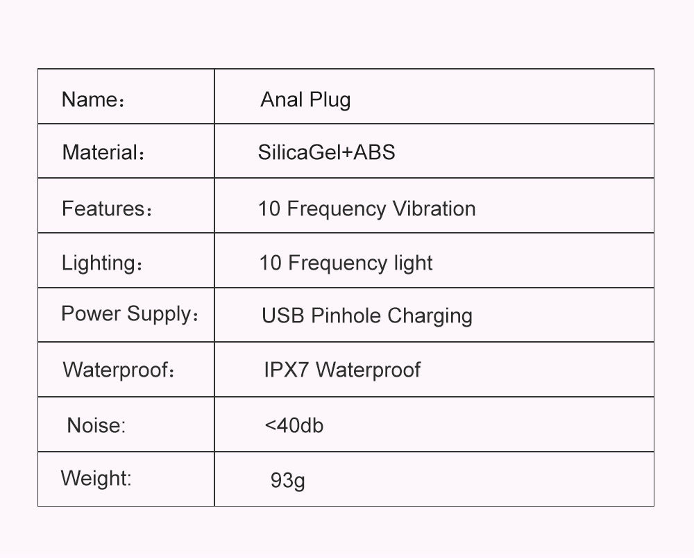 Led Light Up Butt Anal Plug Red Black 10 Light Up & Vibration modes