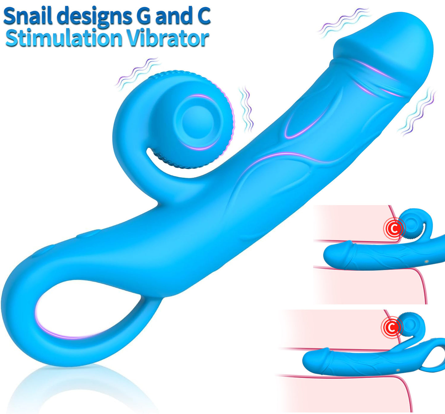 The Snail Vibe G-spot vibrator, a female sex toy with 10 vibration modes and 10 snail modes