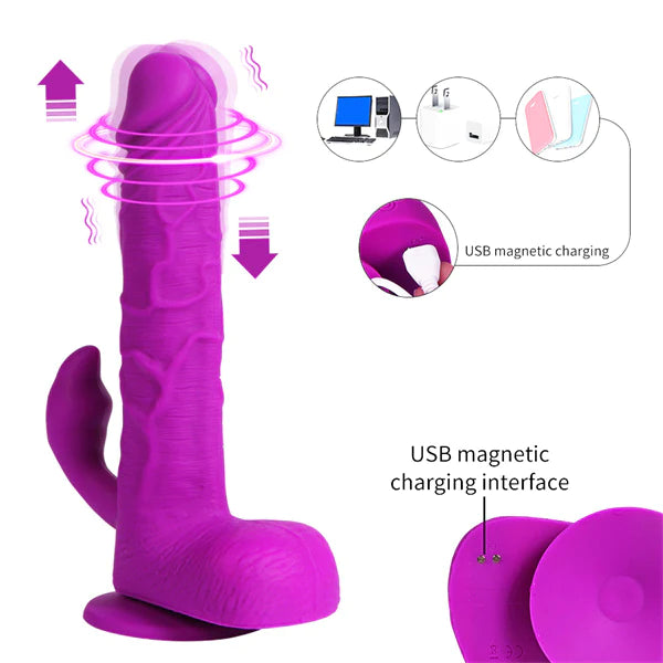6 Vibration Frequencies Remote Control Thrusting Telescopic Rotating Dildo