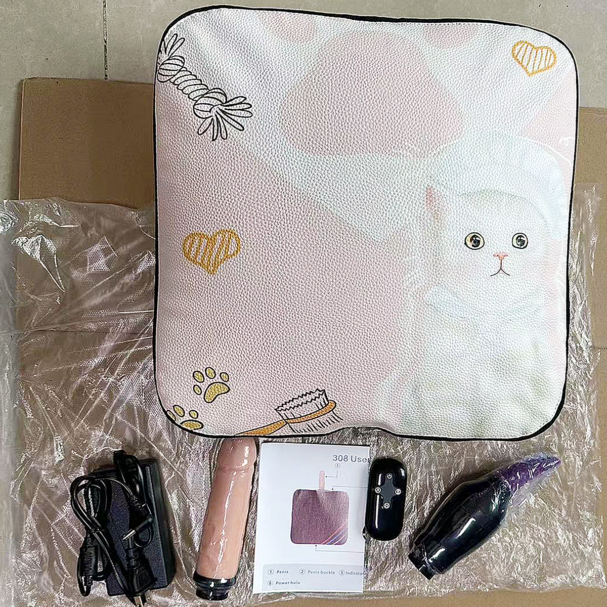Infinity Pillow With Hidden Dildo Travel Pillow Dildo Toy Remote Contol Sex Machine With 1*Dildo 1 Tongue 1*Remote