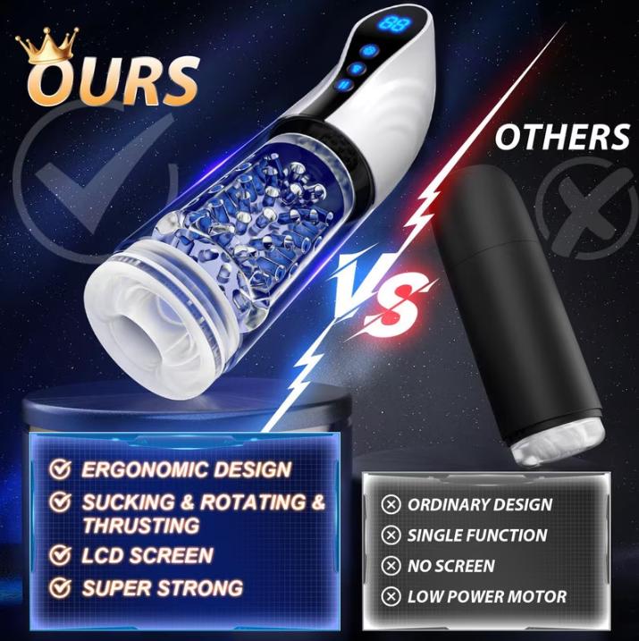 Automatic Male Masturbator Sex Toys for Men - Adult Toy Male Sex Toys with 9 Thrusting & 9 Rotating 9 & 9 suction Modes,Hands Free Pocket Pussy Sex Machine with Visual Window & Mounting Base, Electric Thrusting Cup