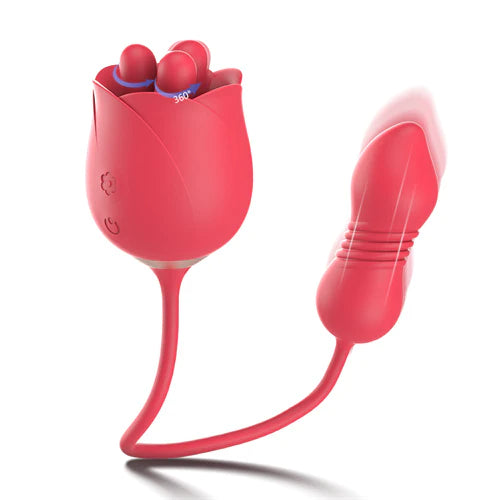 2 IN 1 Rotating & Thrusting Rose Vibrator