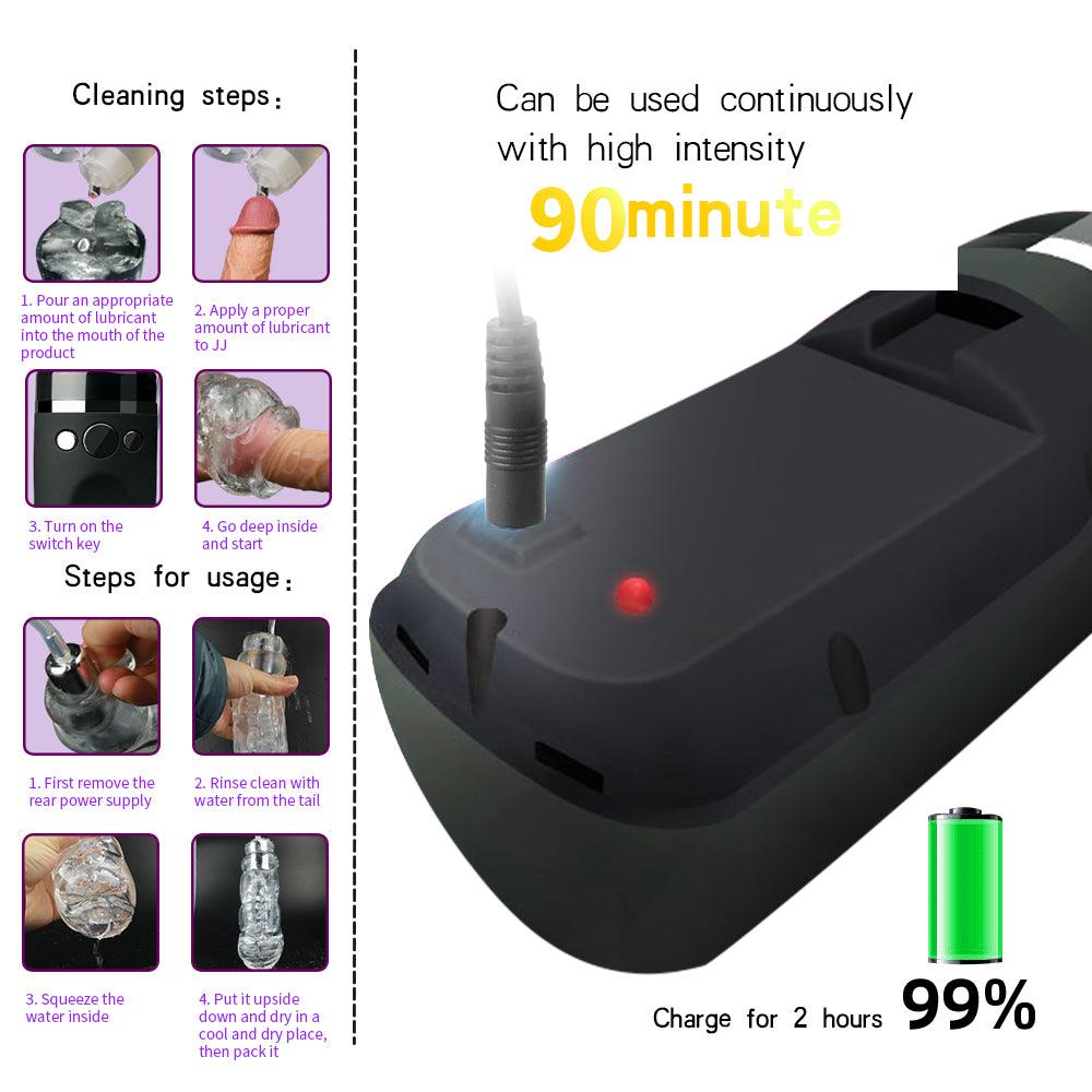 Cosmic Black Hole Sucking Clip Suction Transparent Remote Control Blowjob Male Masturbator Cup - Gawk 3000