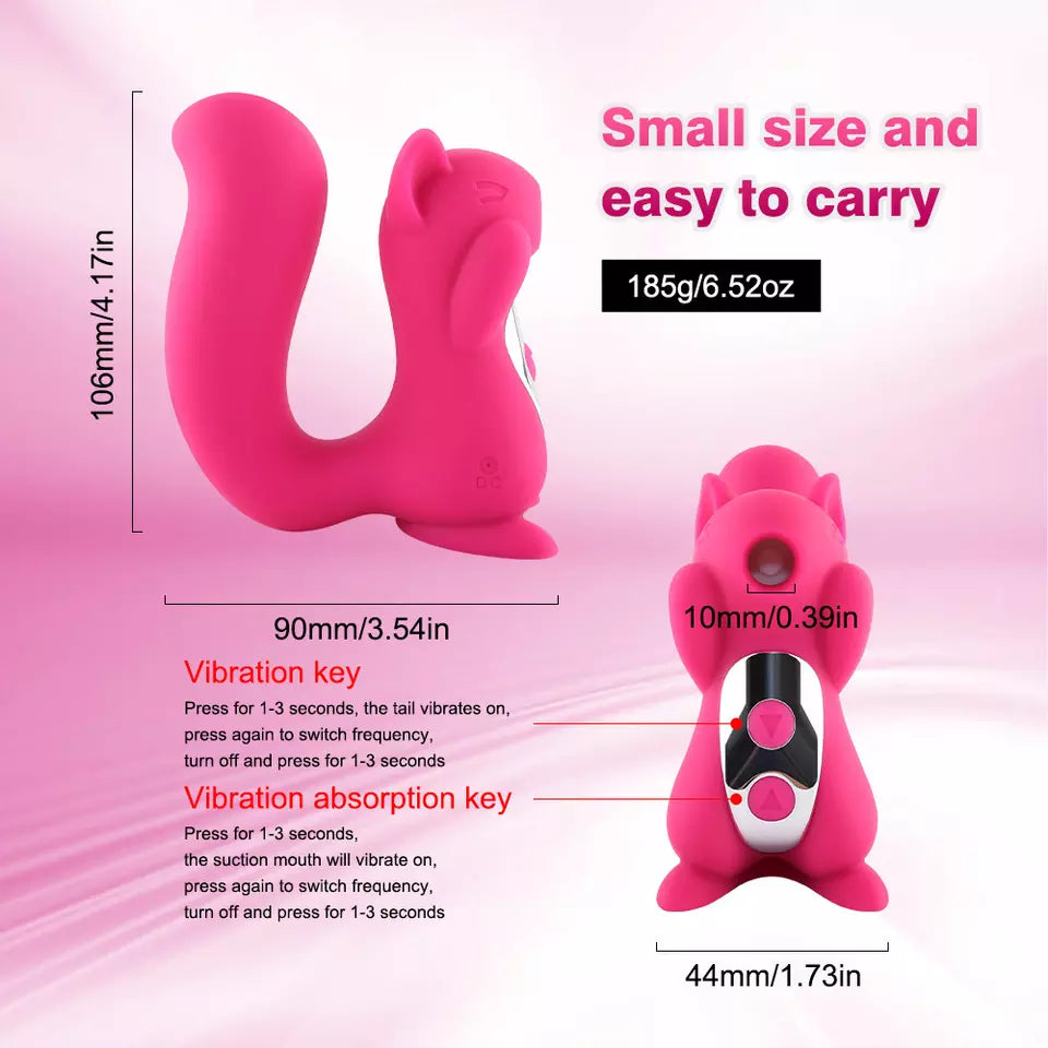 Cute Squirrel Vibrator Adult Sex Toy Hot Pink Sucking & Vibrating