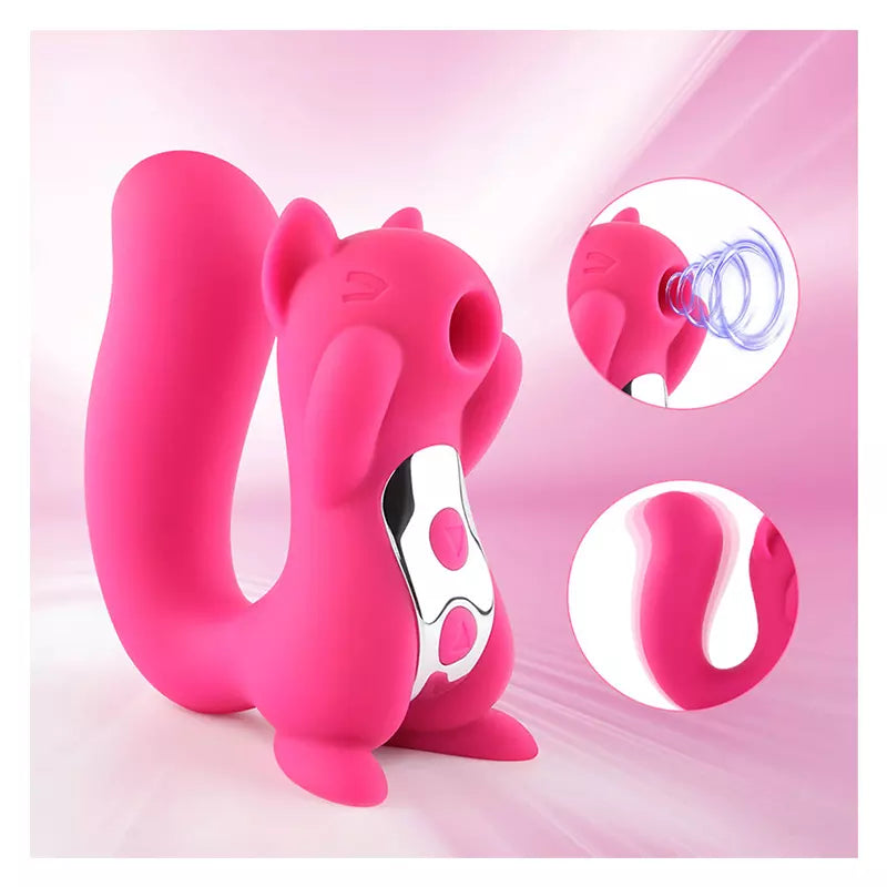 Cute Squirrel Vibrator Adult Sex Toy Hot Pink Sucking & Vibrating