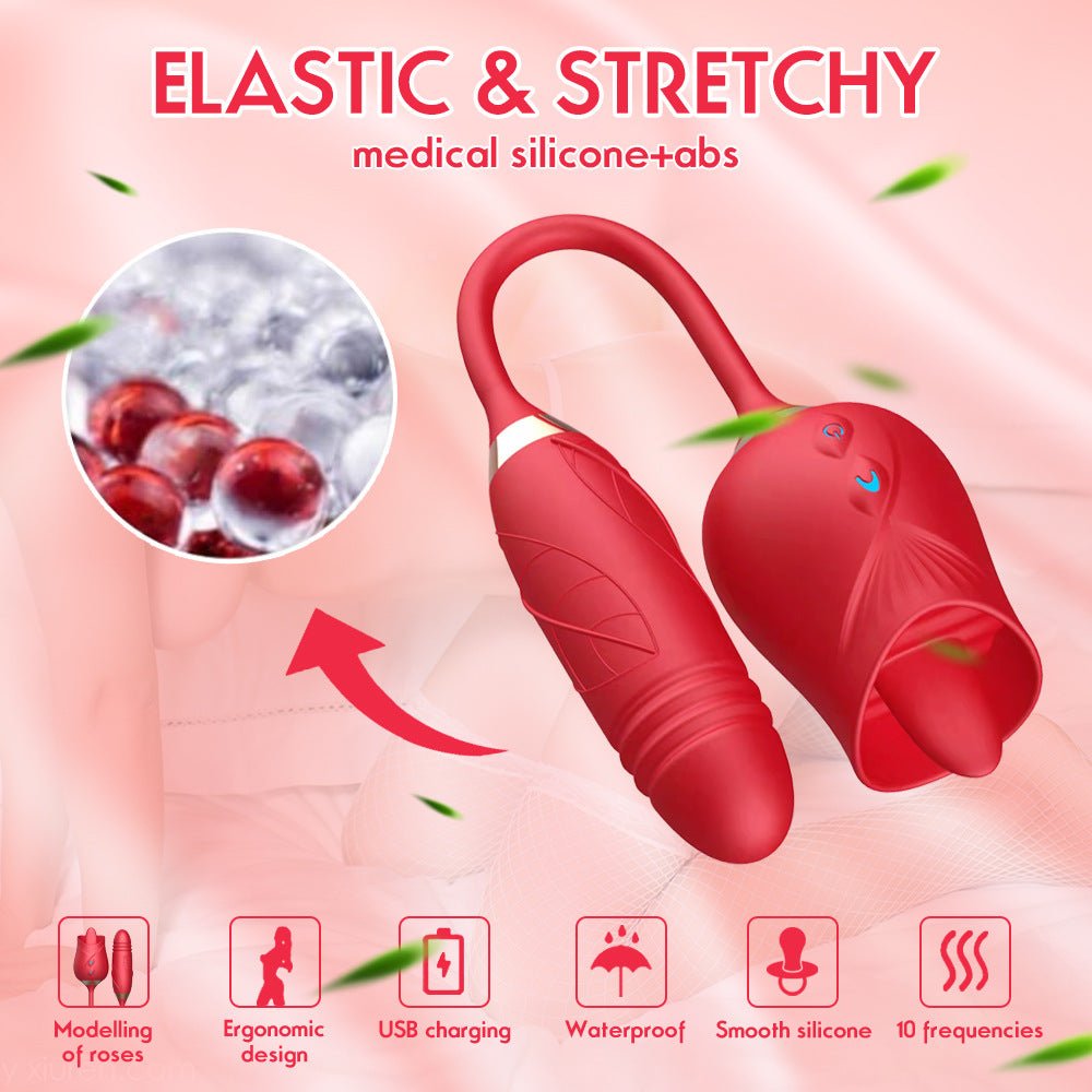 Rose Tongue Toy Vibrator With Dildo 3.0 - Gawk 3000