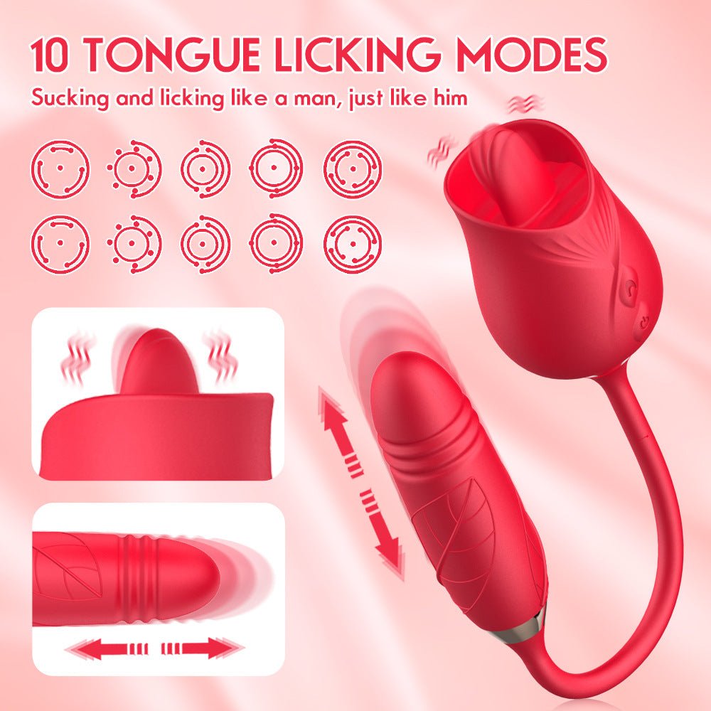 Rose Tongue Toy Vibrator With Dildo 3.0 - Gawk 3000