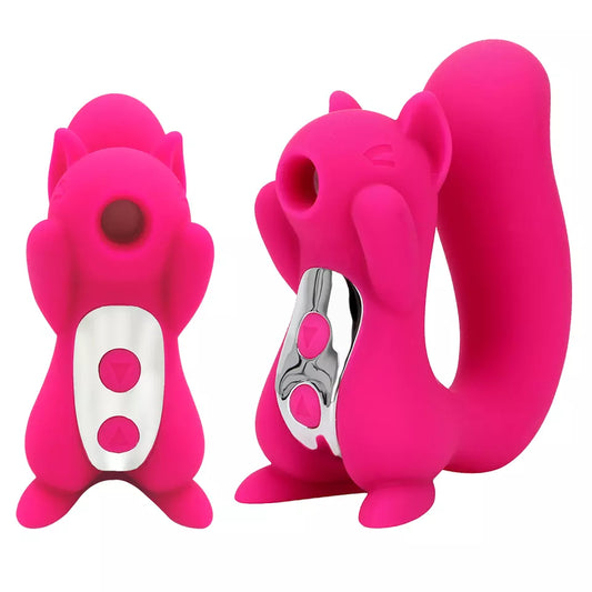 Cute Squirrel Vibrator Adult Sex Toy Hot Pink Sucking & Vibrating