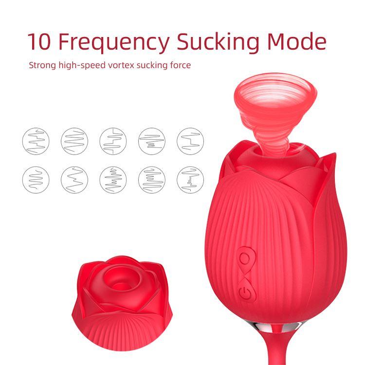 The Royal Upgraded Stick Double Trouble Magice Fantasy Rose 2.0 Deluxe Extender Extendo Sucking Vibrator Sex Toy With Dildo - Gawk 3000