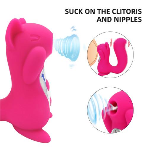 Cute Squirrel Vibrator Adult Sex Toy Hot Pink Sucking & Vibrating
