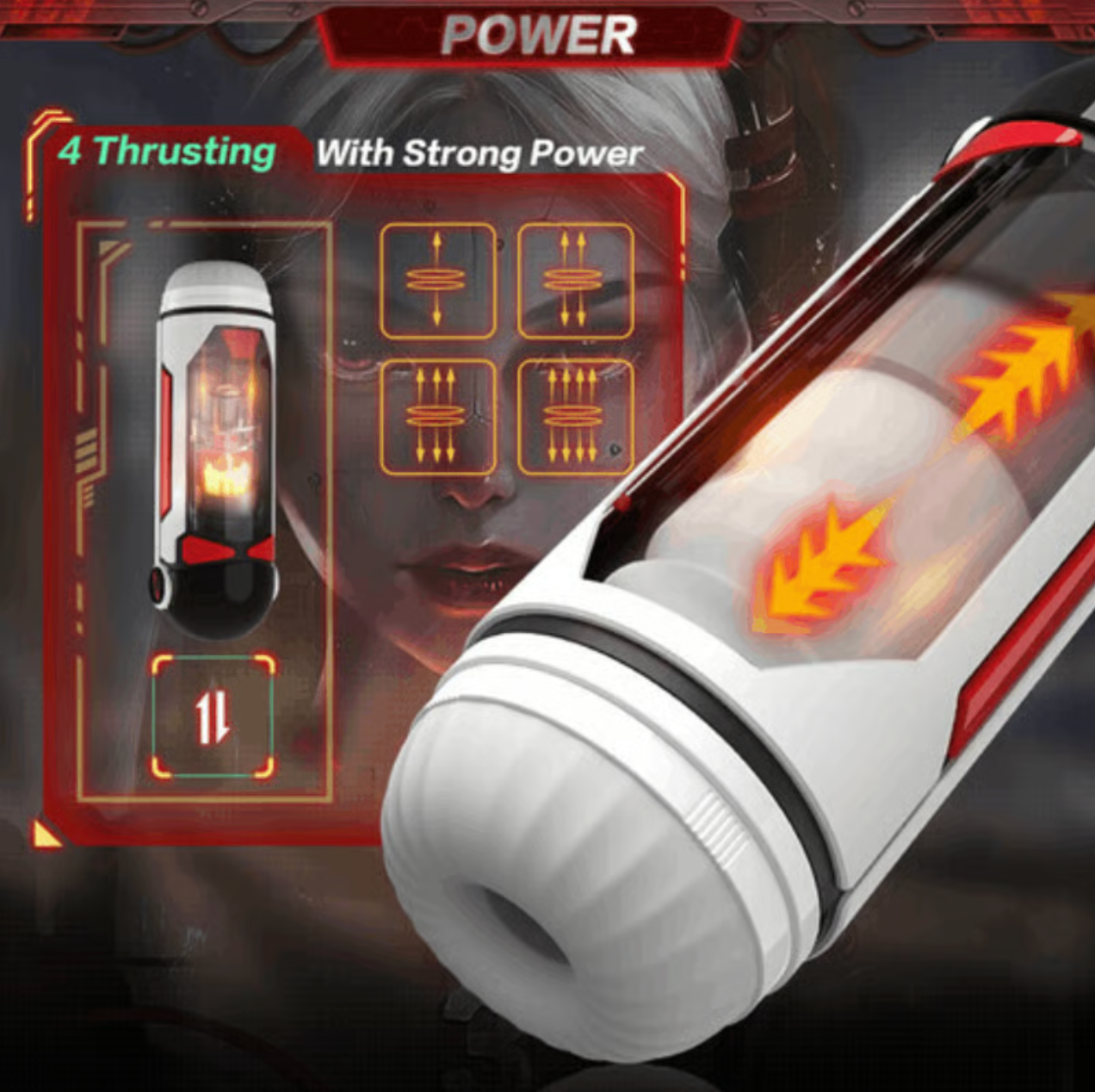 WHITE-NINJA Orgasm with 4 Thrusting & Heating Future Masturbator Cup