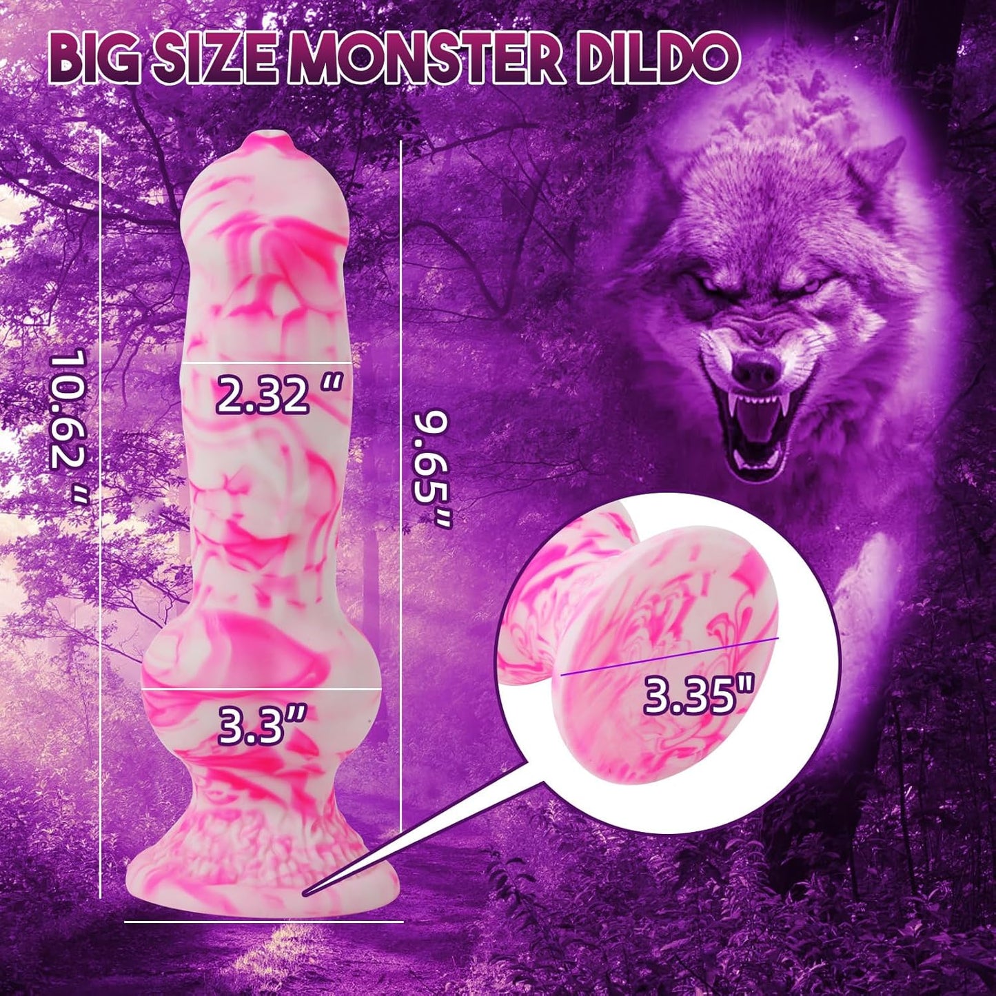 Knot Dog knotted Dildo Fantasy Monster Wolf Dildo with Suction Cup, Animal Giant Penis Anal Butt Training Stretcher Plug for Women Men