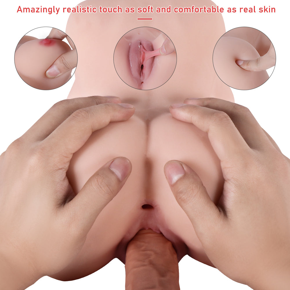 3 in 1 Dual-Entrances Realistic Busty Doll Male Masturbator with Breast Pussy Ass
