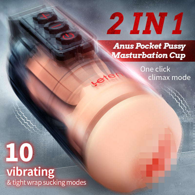 Leten - Flash 10 Vibrating Masturbator and Pussy Pockets 2 in 1 APP Control