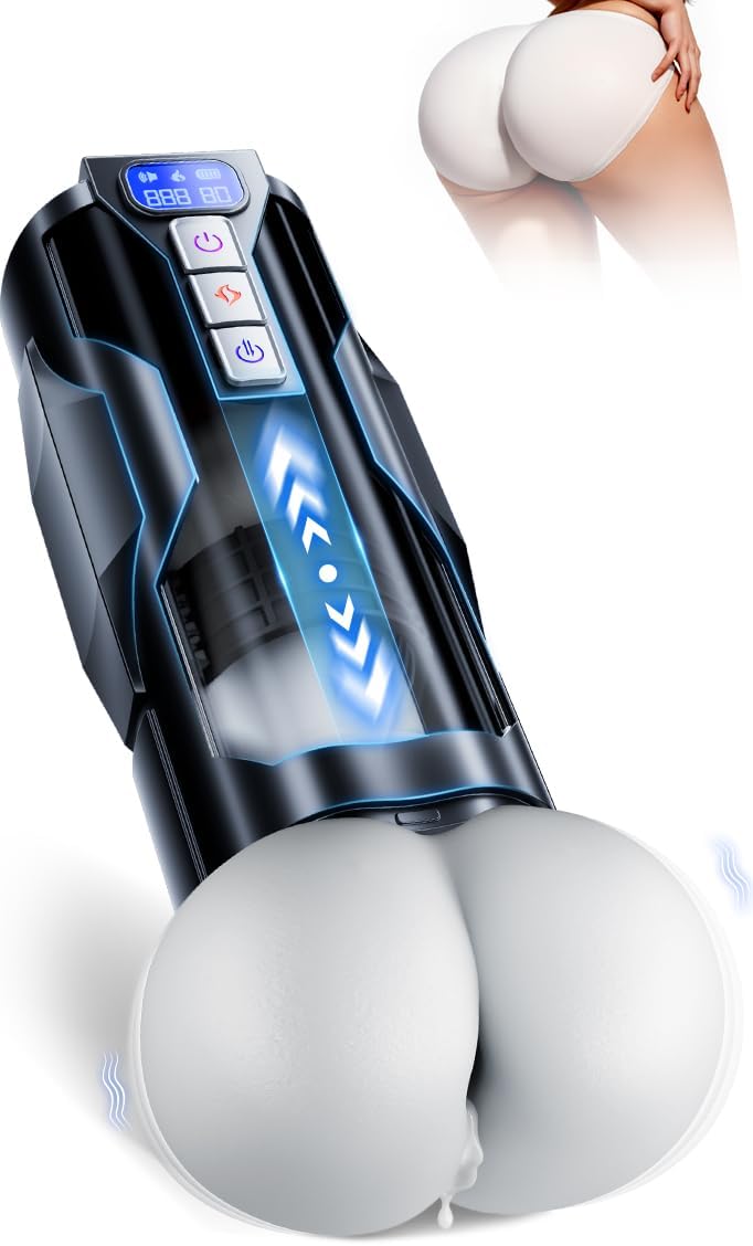 Male Masturbator Sex Toys for Men – BootyPop Automatic Male Sex Toys with Realistic Ass Vagina 360° Heating 10 Vibration & 7 Thrusting Modes for Stroker, Pocket Pussy LCD Display Adult Toys