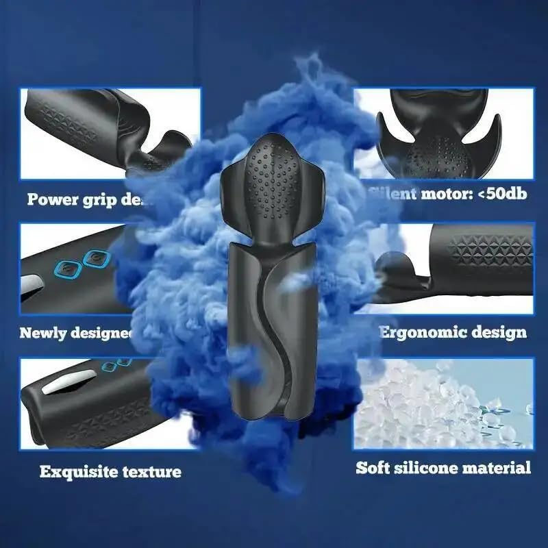 Masturbator Penis Delay Training Vibrator, Tapping & Vibrating Open-Ended Male Vibrator – 9 Modes