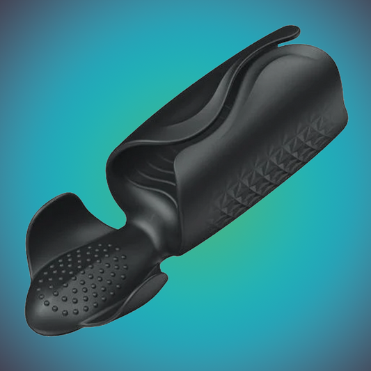 Masturbator Penis Delay Training Vibrator, Tapping & Vibrating Open-Ended Male Vibrator – 9 Modes