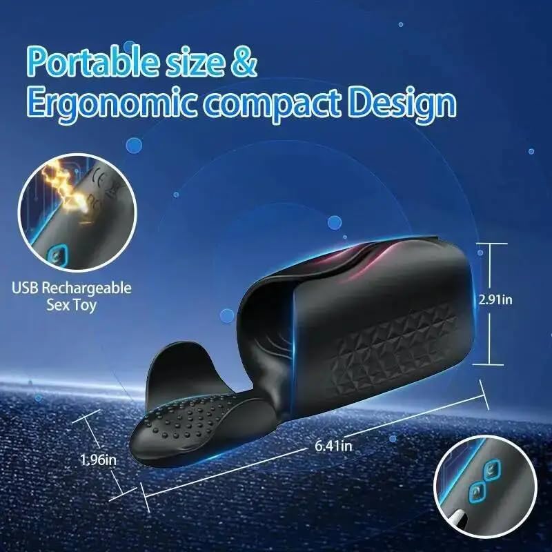 Masturbator Penis Delay Training Vibrator, Tapping & Vibrating Open-Ended Male Vibrator – 9 Modes