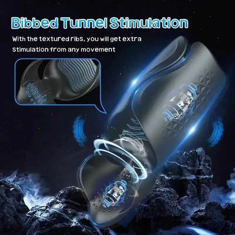Masturbator Penis Delay Training Vibrator, Tapping & Vibrating Open-Ended Male Vibrator – 9 Modes