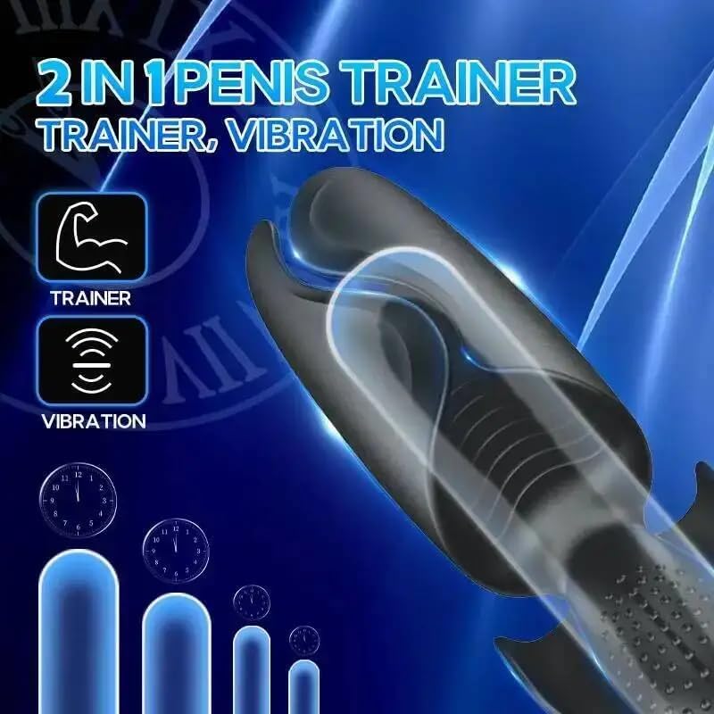 Masturbator Penis Delay Training Vibrator, Tapping & Vibrating Open-Ended Male Vibrator – 9 Modes
