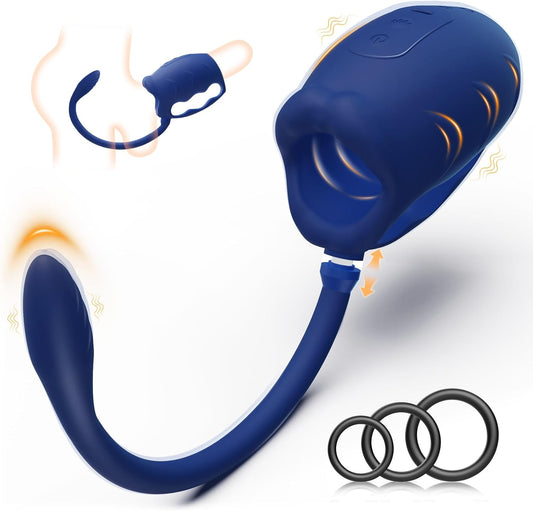 Penis Vibrator Male Masturbator with Detachable Butt Plug and Cock Ring, Hands Free Mens Vibrator Male Stroker for Penis Training, Vibrating Sex Toys for Men Penis Trainer with Small Anal Plug
