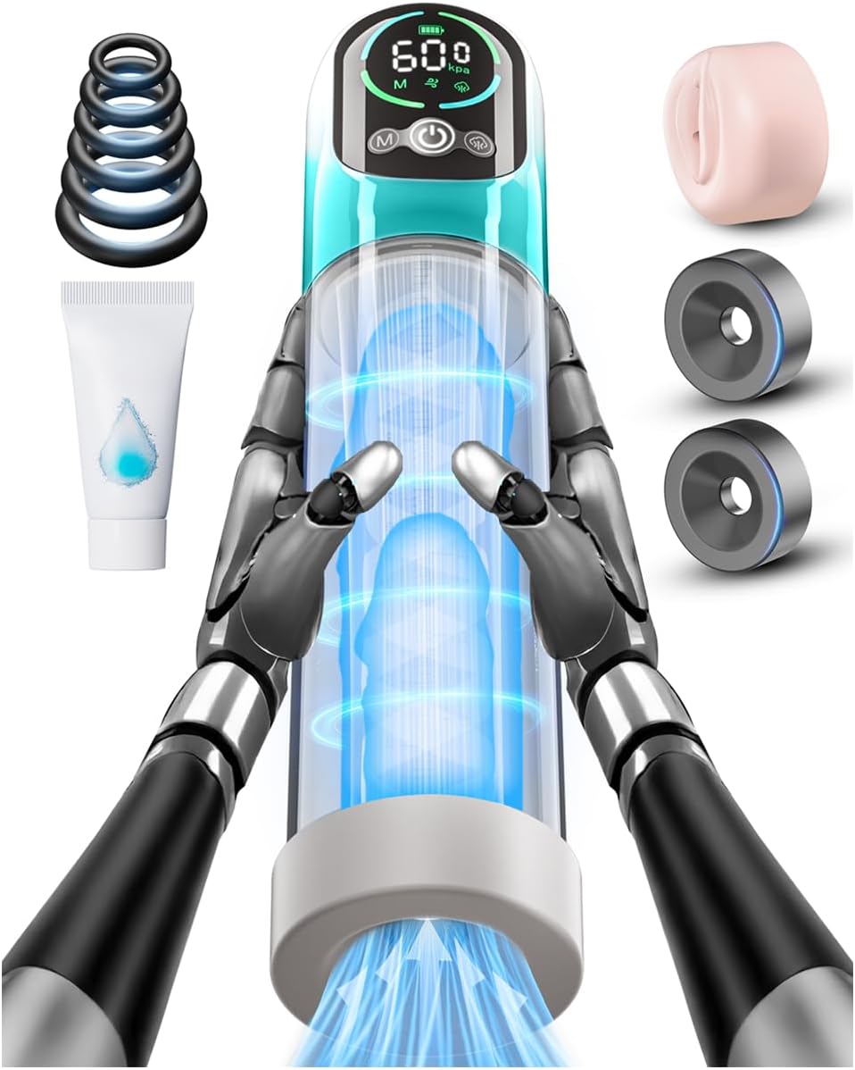 Electric Penis Pump - Male Sex Toys for Men 2 in 1 Vacuum Pump for ED Treatment with 6 Training Modes,Automatic Male Masturbators with 5 Suction Modes,Adult Toys with mini Pocket Pussy