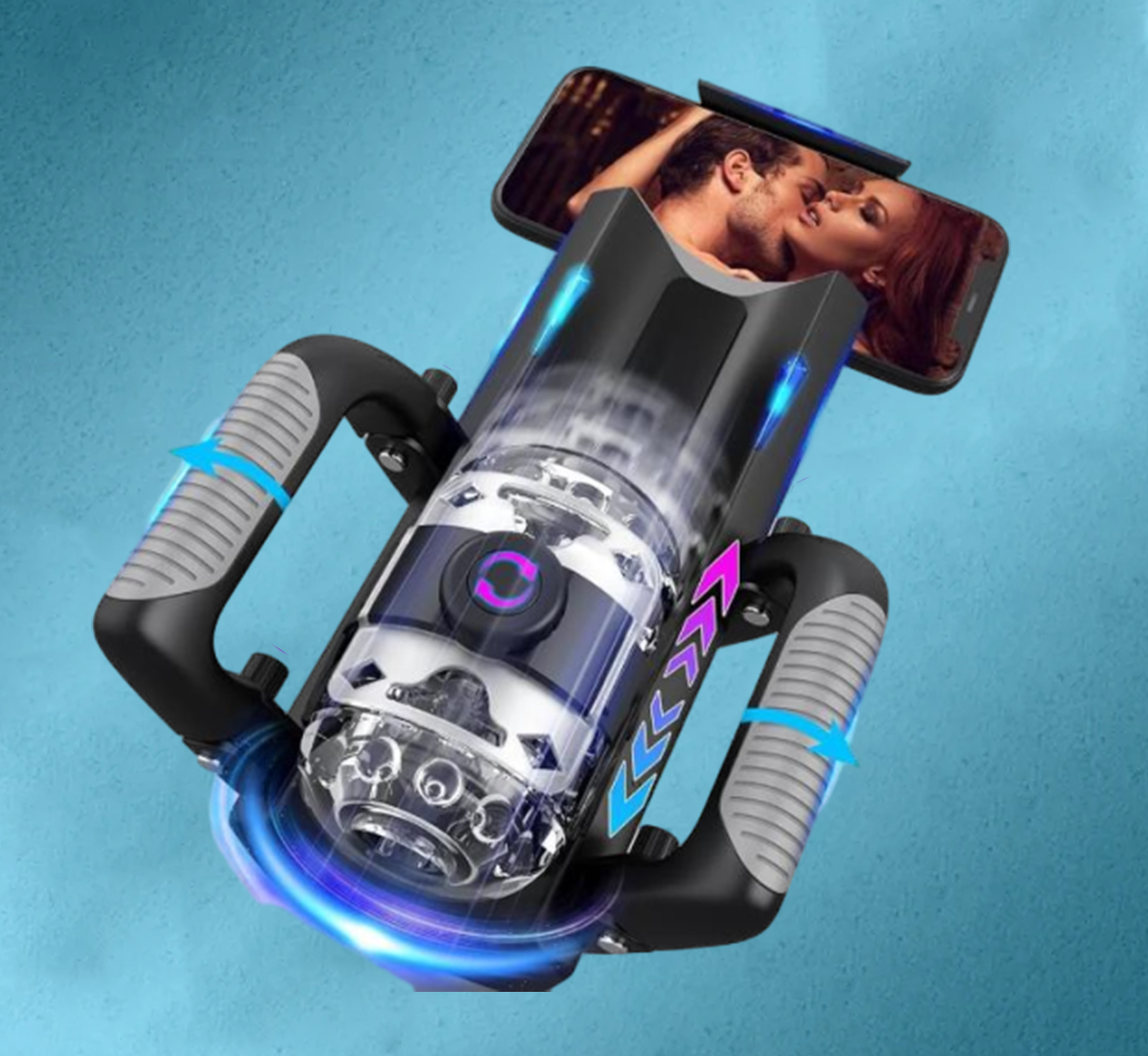 Sex Toy for Men Male Masturbators - Male Sex Toys Hands Free Pocket Pussy with 12cm Thrusting Distance, Mens Adults Toys Automatic Masturbators with Phone Stand & Foldable Handle, Blowjob Machine