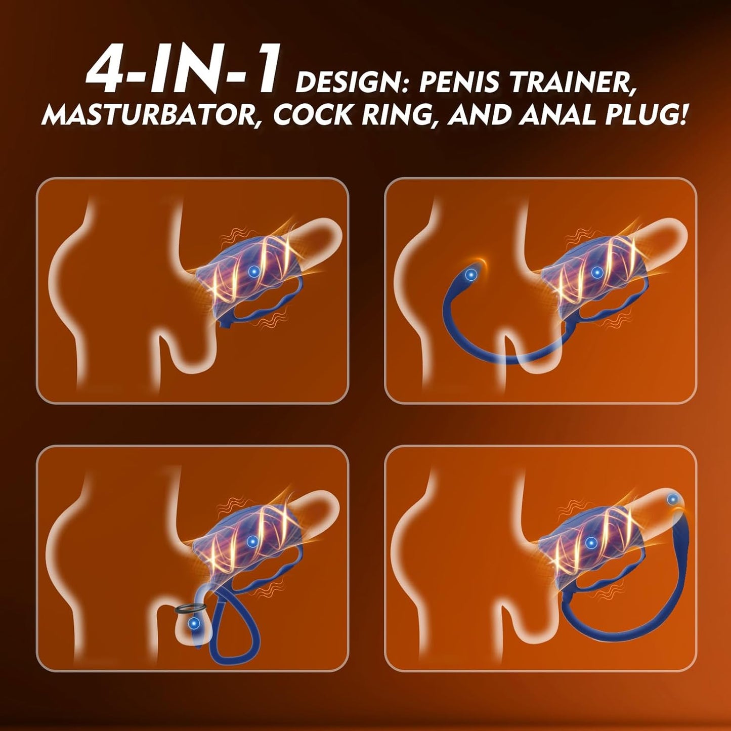 Penis Vibrator Male Masturbator with Detachable Butt Plug and Cock Ring, Hands Free Mens Vibrator Male Stroker for Penis Training, Vibrating Sex Toys for Men Penis Trainer with Small Anal Plug
