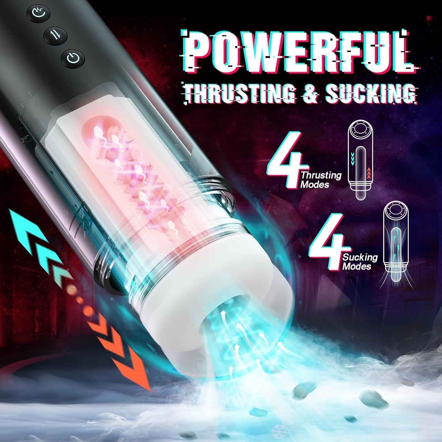 ON-FIRE Automatic Male Masturbator Adult Toys Male Masturbators with 4 Thrusting &4 Sucking &10 Vibrating Modes