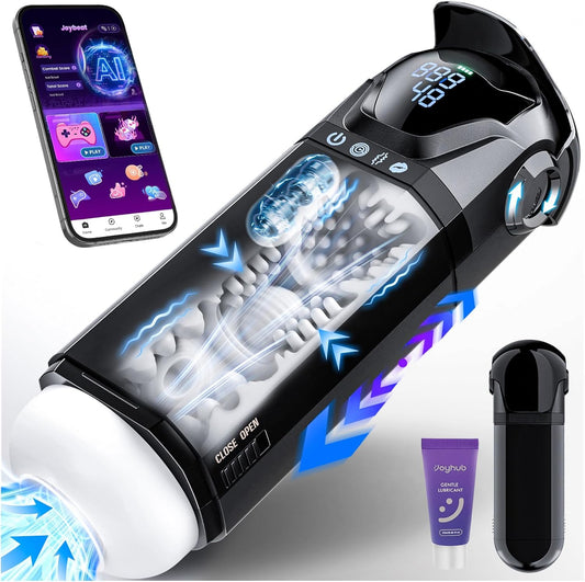 Male Masturbator Mens Sex Toys - Penis Pump Sex Toy for Men with 9 Sucking & 9 Thrusting & 9 Vibrating, APP Control Adult Toys Pocket Pussy 3D Male Stroker, Visual Screen Sex Machine